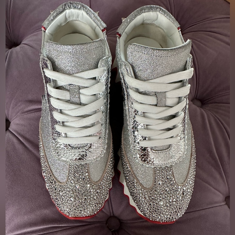 Sold out Christian Louboutin Loubishark Glittered  sneakers size 38 - Picture 3 of 16